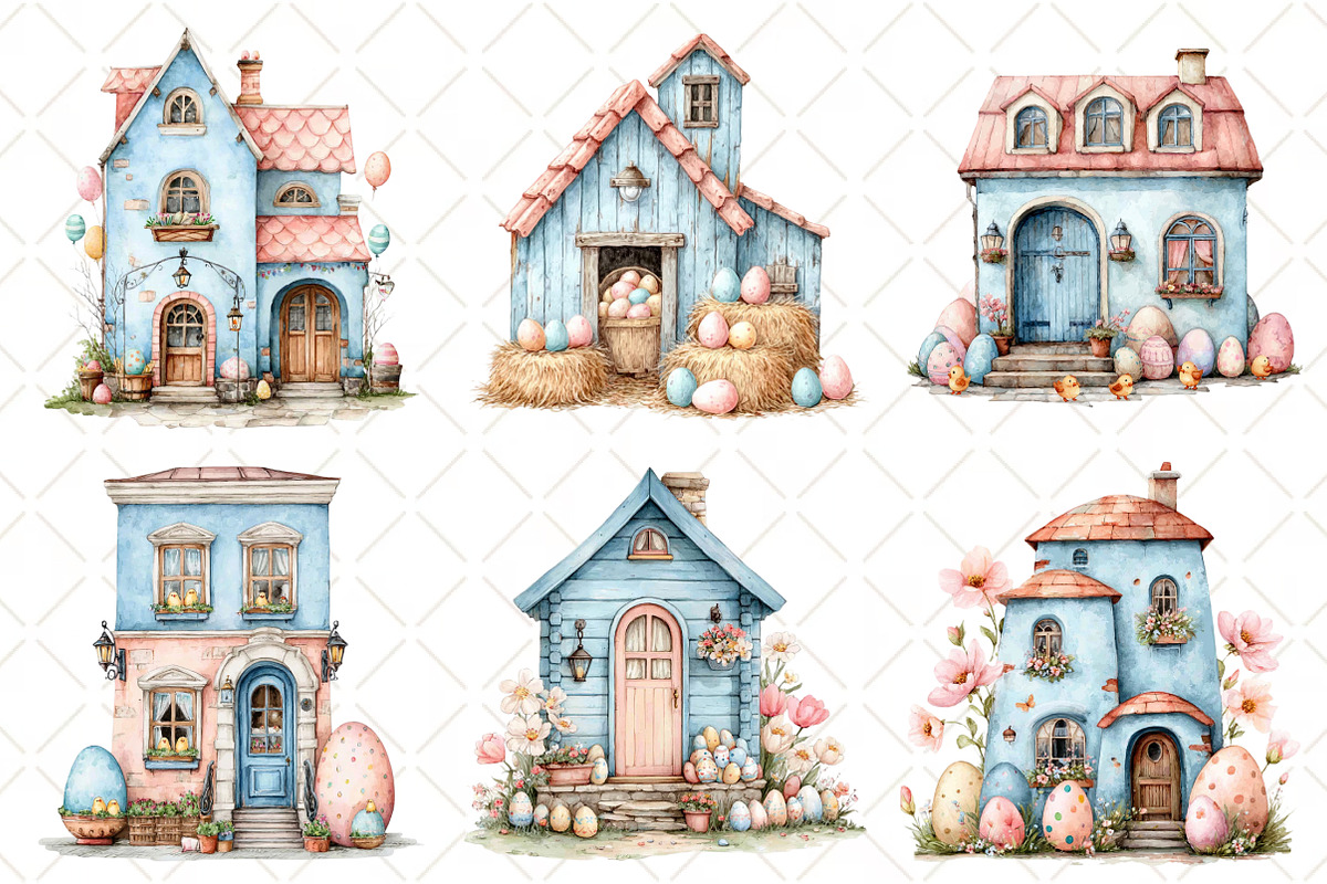 Whimsical Easter House Clipart, an Illustration by Black Bird Studio (Photo 2 of 6)