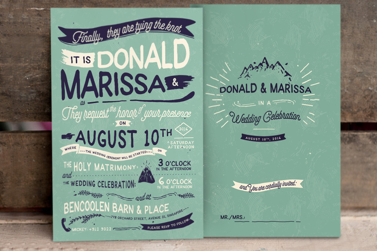 Vintage Hand Lettering Wedding Suite, an Invitation Template by BlueRobinDesignShop (Photo 3 of 9)