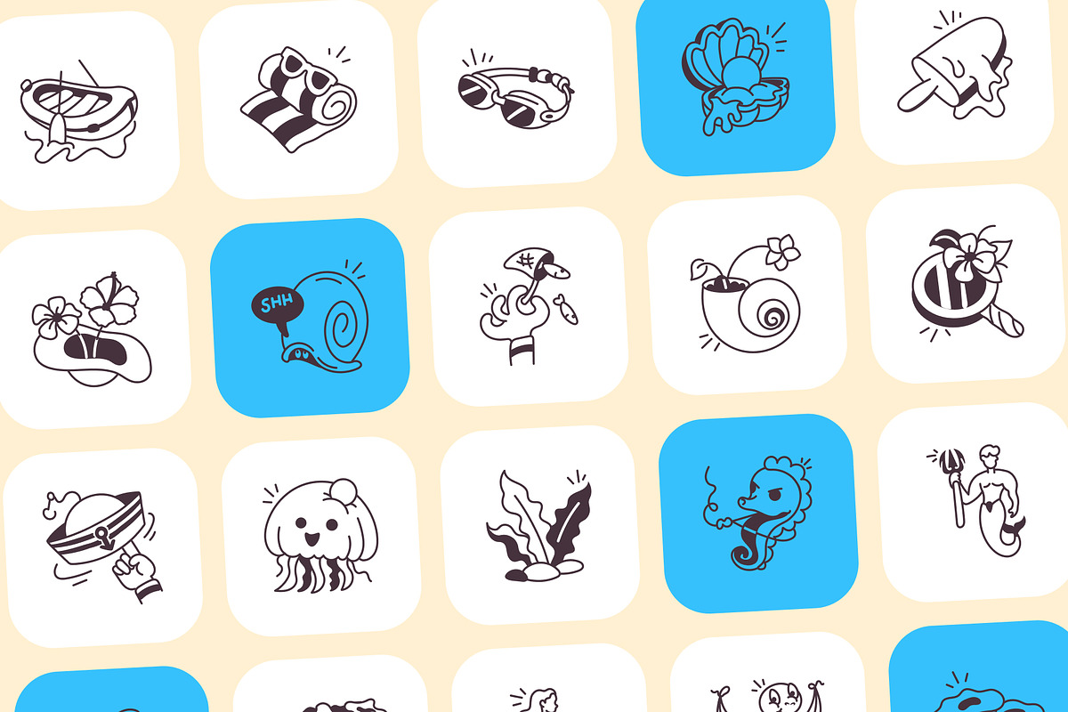 Tropical Beach and Ocean Doodles, an Outline Icon by Vectors Market (Photo 6 of 8)