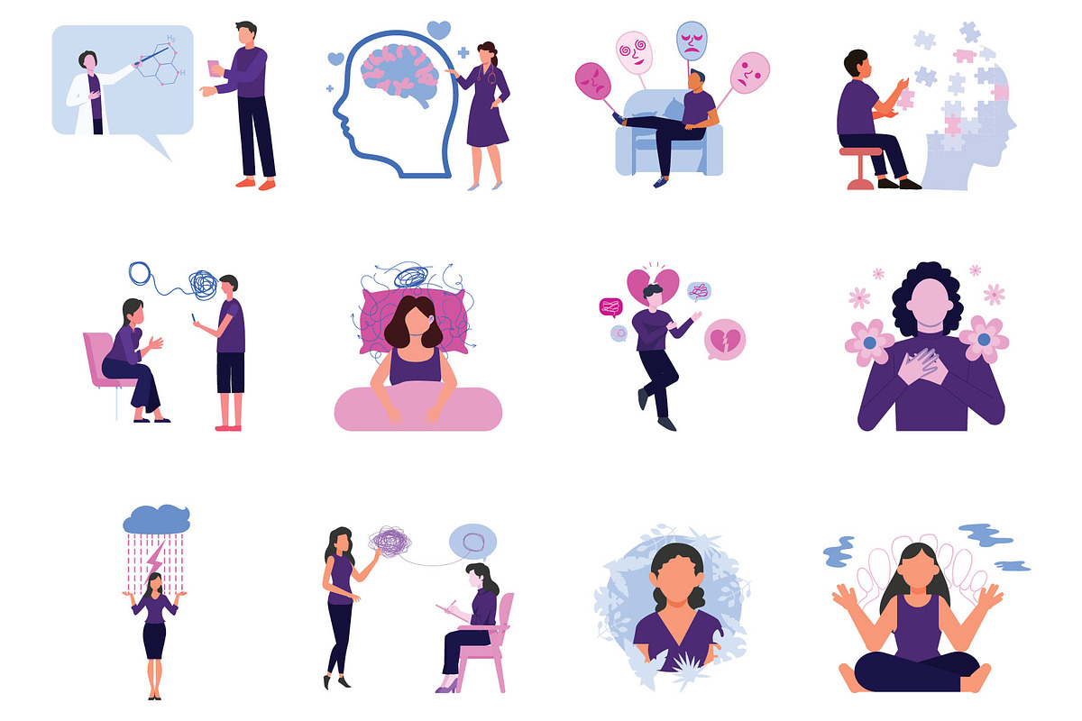 Mental Health Digital Illustrations, an Illustration by Vector Portal (Photo 3 of 6)
