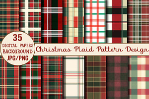 Christmas Plaid Pattern Design, a Background Graphic by DreamCafeArt