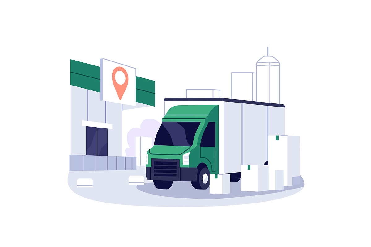 Cargo delivery concept set, a Transportation Illustration by PaperTrident (Photo 6 of 7)