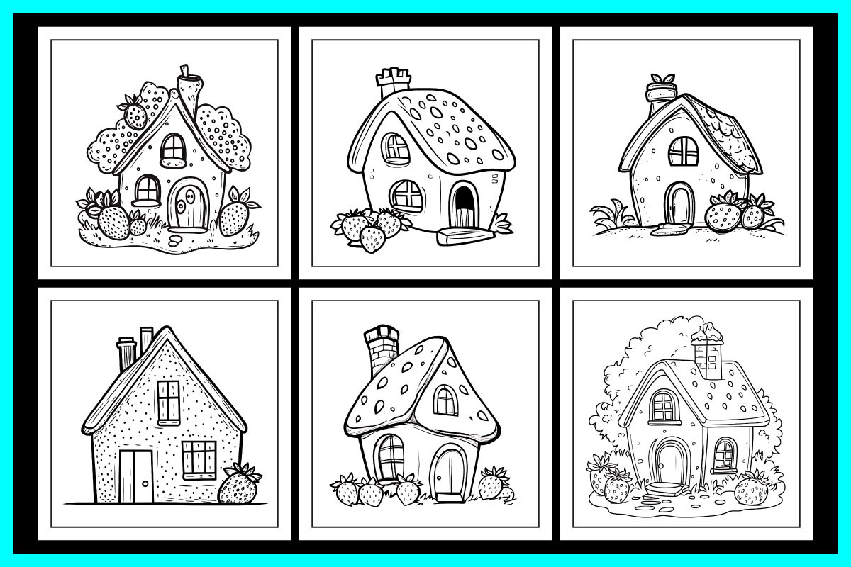 Strawberry House Coloring Book, an Object Illustration by protabsorkar11 (Photo 4 of 7)