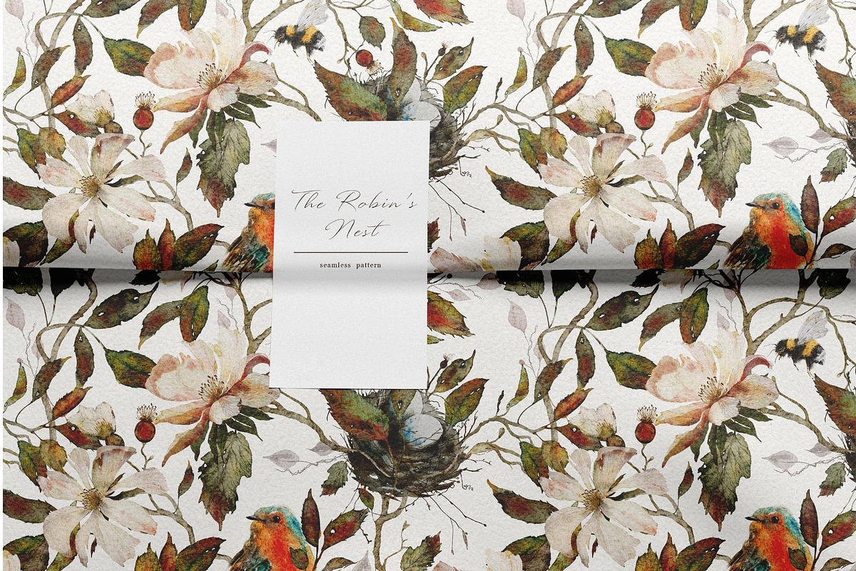 The Robin's Nest Seamless Pattern, a Pattern Graphic by MouseGrey (Photo 7 of 8)