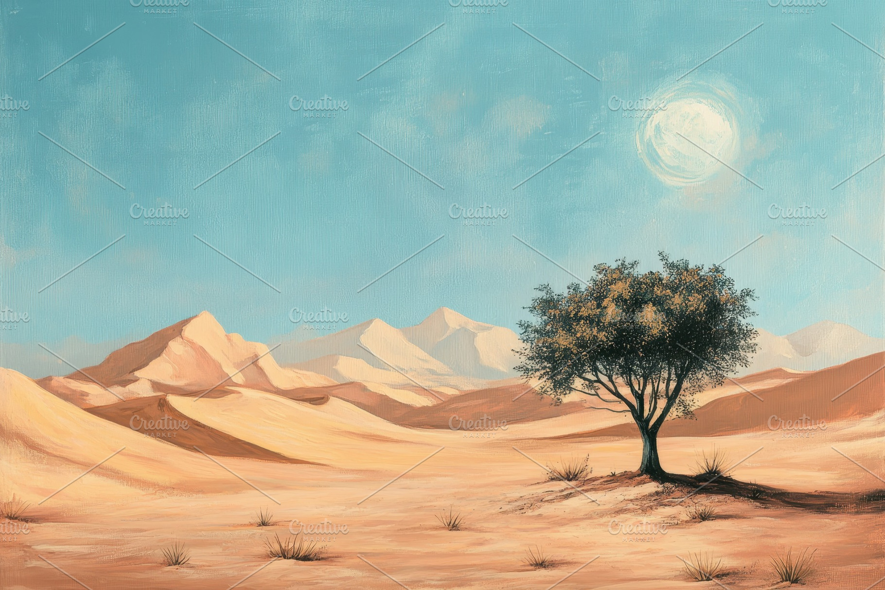 Desert landscape featuring a solitar, a Photo by Iftikhar Alam
