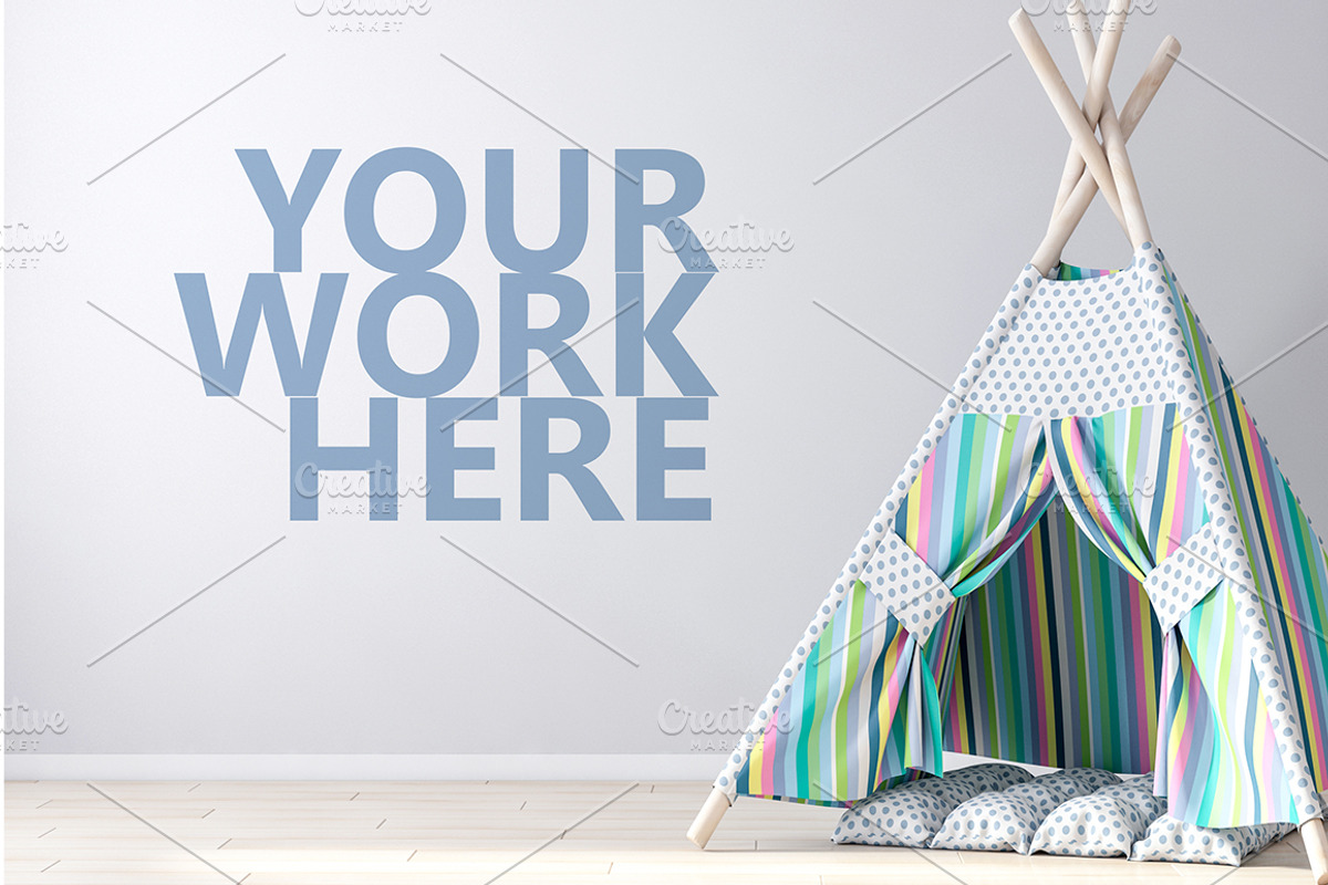 20 PSD. Kids room with frame mockup, a Product Mockup by Radmila (Photo 4 of 5)