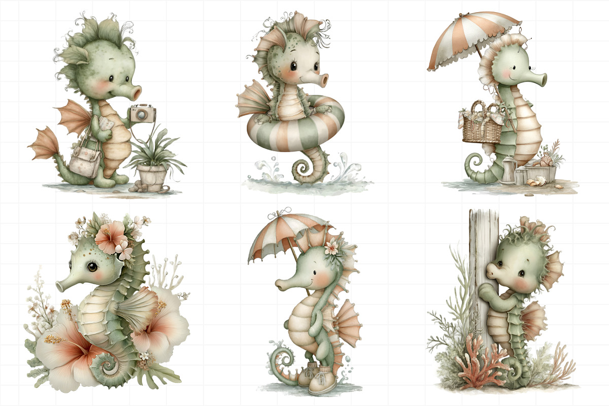 Summer Funny Seahorse Clipart, an Illustration by Daily.Designs (Photo 7 of 8)