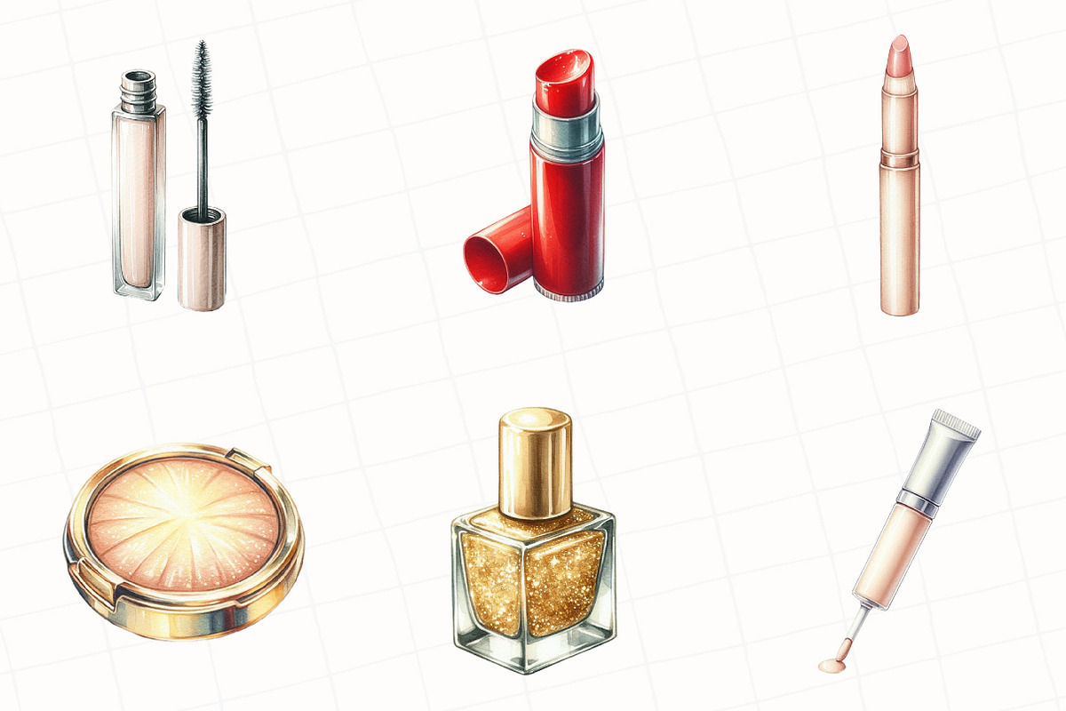 Watercolor Cosmetics Clipart, an Illustration by OK Design (Photo 3 of 5)