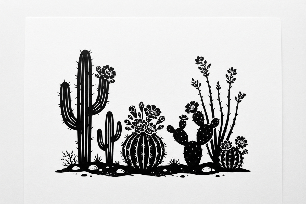 60 Desert Cactus Floral Silhouette, a Seasonal Illustration by Amazin_art (Photo 2 of 21)