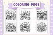 Mushroom Village Coloring Book, a Seasonal Illustration by HueNestify (Thumbnail 2 of 4)