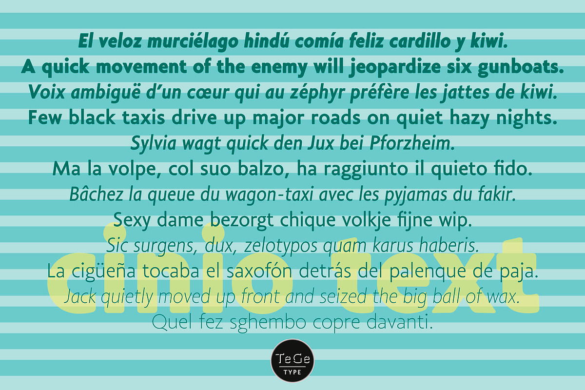 Cinio Text, a Sans Serif Font by TeGeType foundry (Photo 6 of 7)