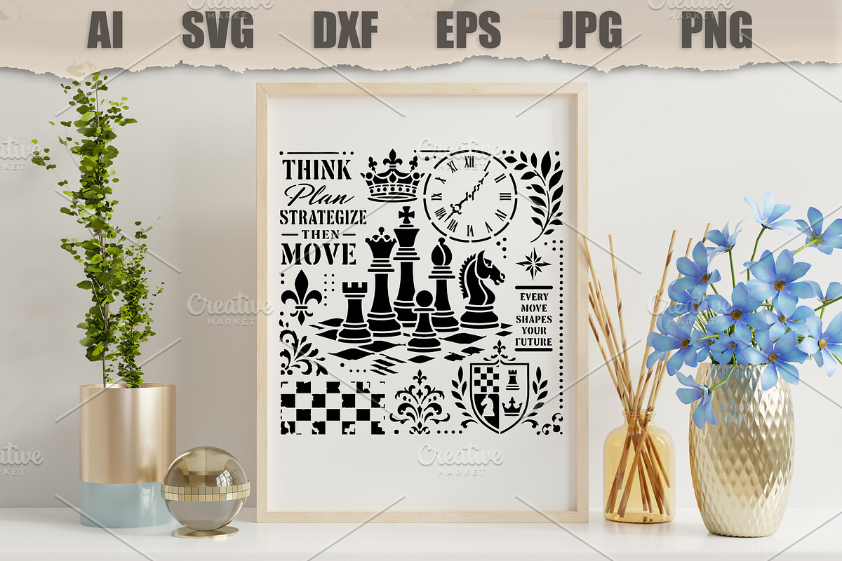 Stencil Chess Strategy Vintage, an Object Illustration by MARYCRAFTIRIA (Photo 3 of 3)