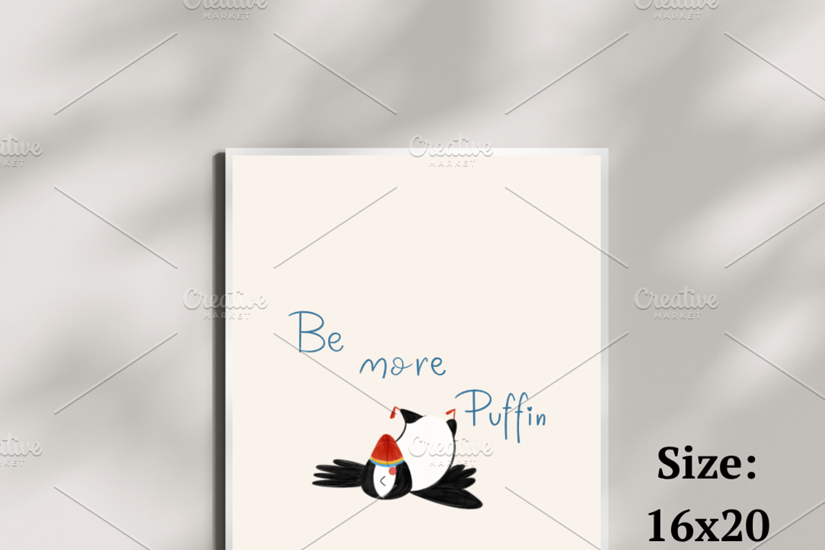 Whimsical Nursery Room Puffin Poster, a Decorative Illustration by Oleksandra Illustrates (Photo 1 of 4)