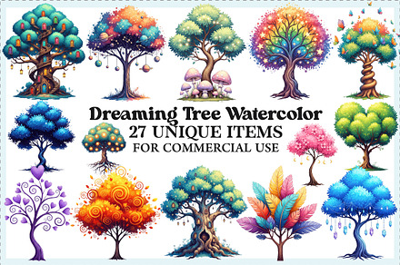 Dreaming Tree Watercolor Clipart