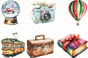 Christmas Travel Watercolour Clipart, an Illustration by Black Bird Studio (Thumbnail 3 of 6)