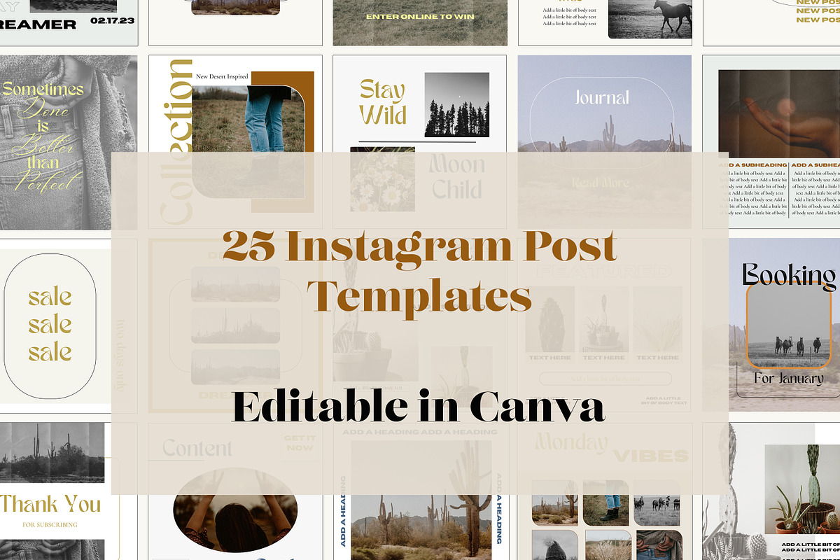 25 Canva Templates for Instagram, a Social Media Template by Wild Wander Collective (Photo 3 of 7)