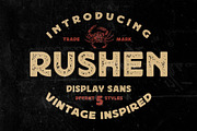 Rushen - Vintage Inspired, a Sans Serif Font by Arterfak Project (Thumbnail 1 of 13)