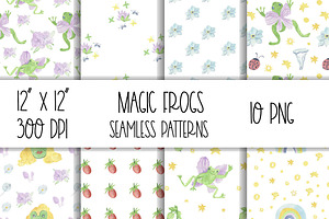 Frogs Seamless Patterns