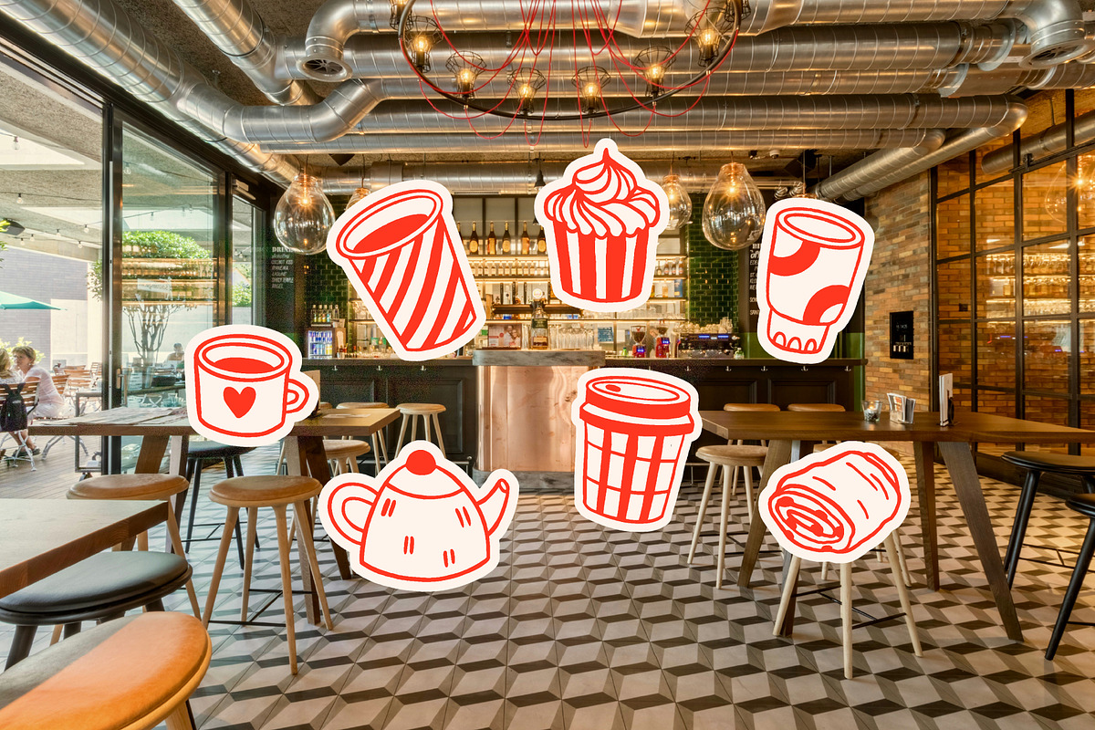 CAFE DOODLES | Graphic collection, a Food Illustration by katieromanoff_art (Photo 2 of 12)