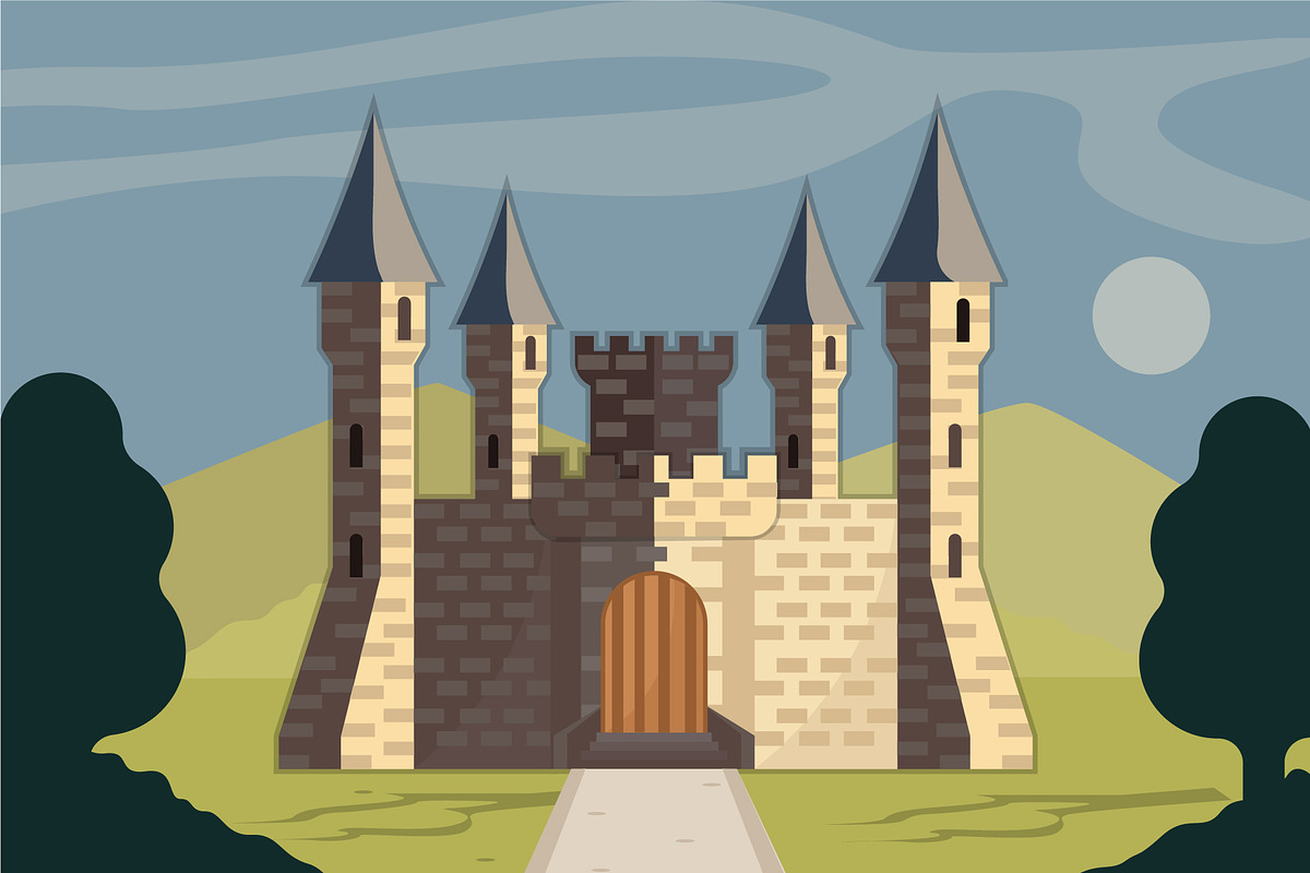 fairytale castle kingdom landscaped, a Decorative Illustration by zyxroun shop