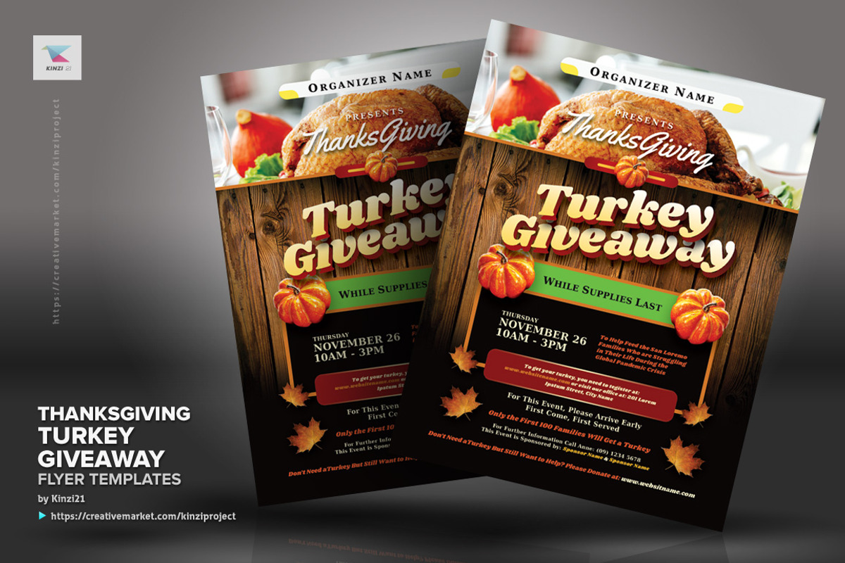 Thanksgiving Turkey Giveaway Flyers, a Flyer Template by kinzi21 (Photo 2 of 4)