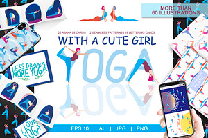 SALE! Yoga with a girl illustrations