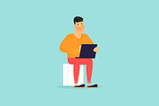 People with computers and laptops, a Person Illustration by Podis (Thumbnail 9 of 9)