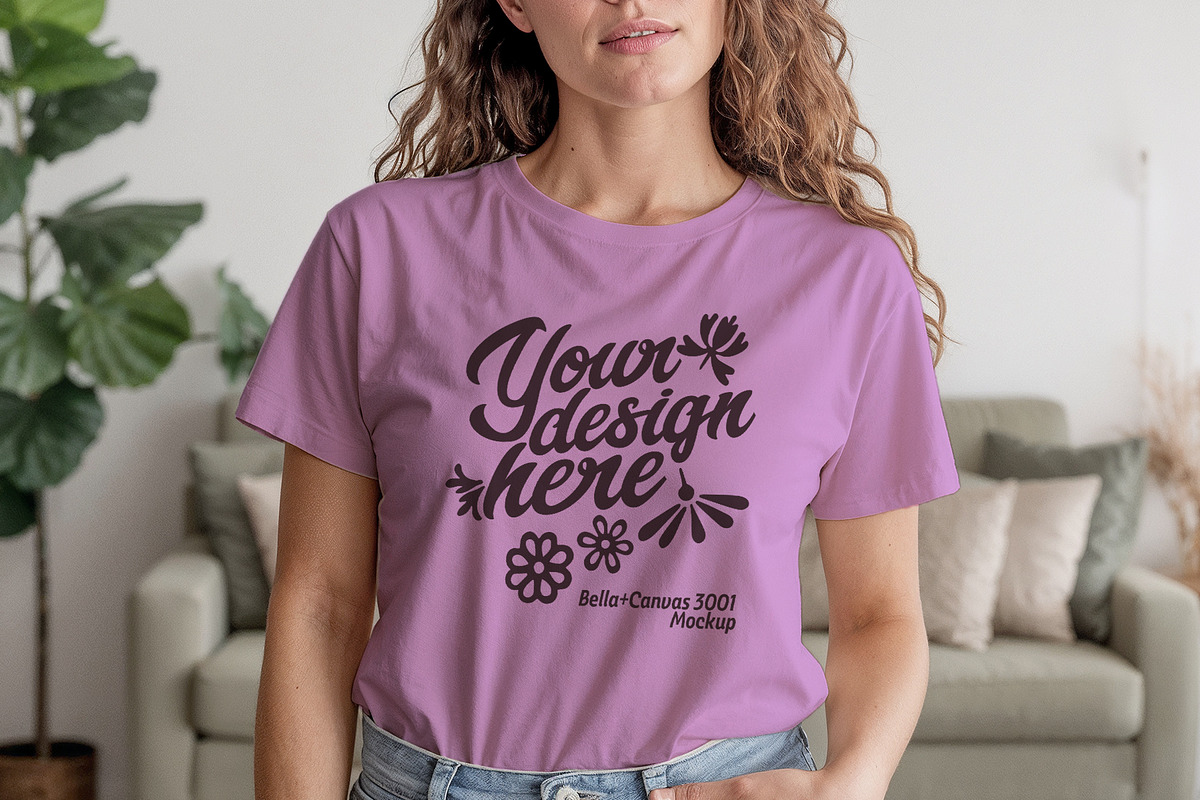 Bella Canvas 3001 Pink Mockup, a Shirt Mockup by Redmixx Design (Photo 1 of 4)
