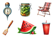 Watercolor Bbq Barbecue Clipart, an Illustration by CreationArt (Thumbnail 2 of 5)