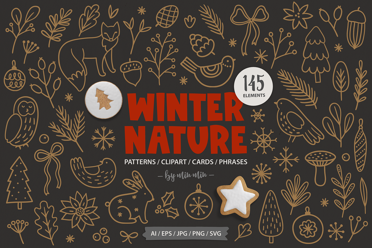 Winter Nature - Hand Drawn Kit, a Seasonal Illustration by miumiu (Photo 1 of 15)