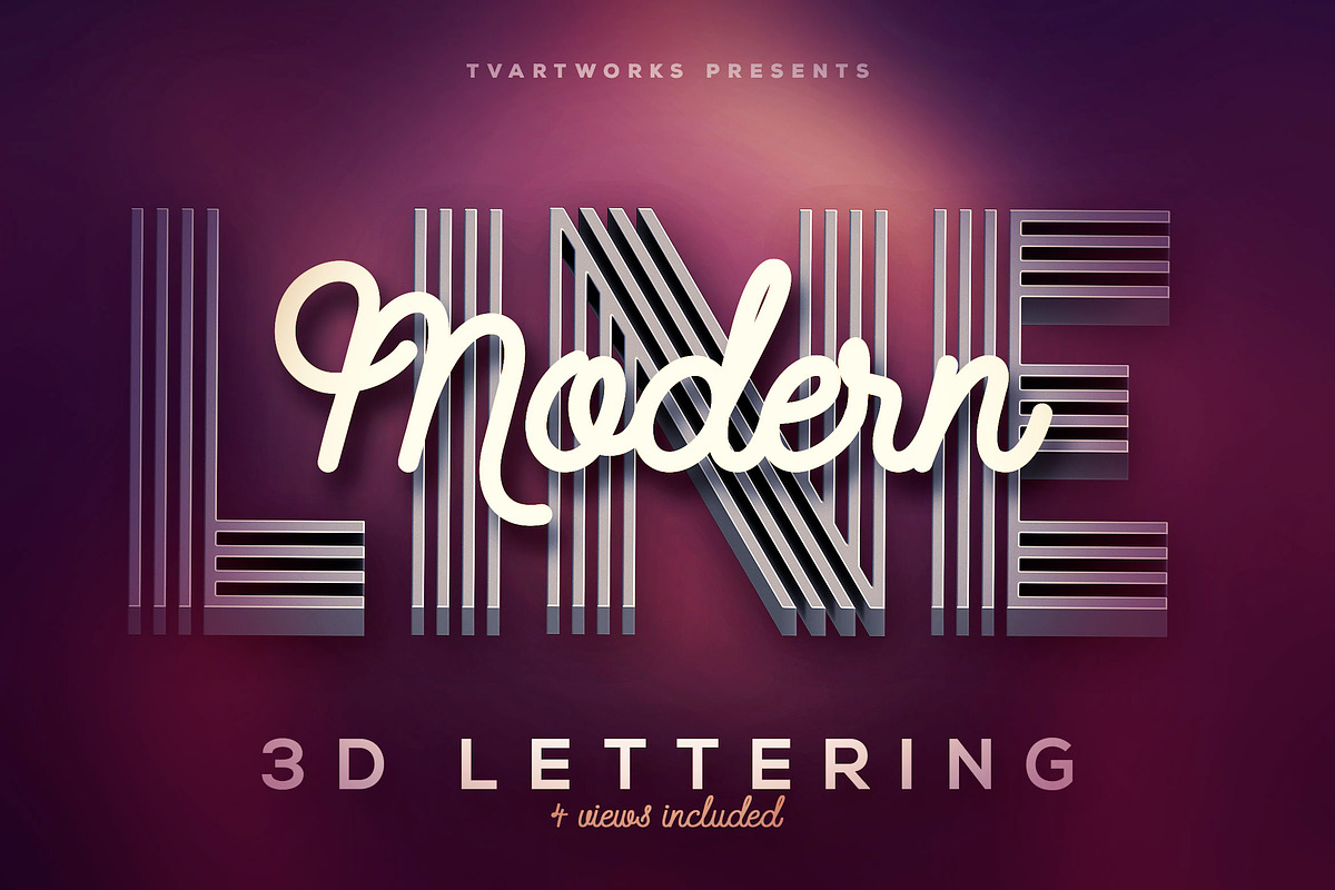 Modern Lines 3D Lerttering, a Graphic by TVartworks (Photo 1 of 12)