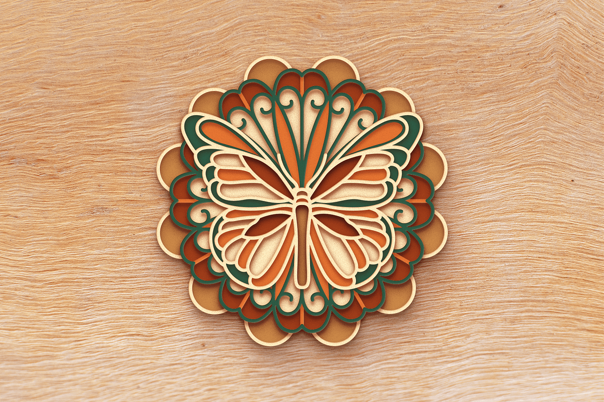 Butterfly 3D Mandala - Cut files, an Object Graphic by Arshad Ali (Photo 4 of 8)