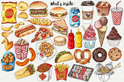 Fast food watercolor clipart, an Object Illustration by Trinibis (Thumbnail 2 of 3)