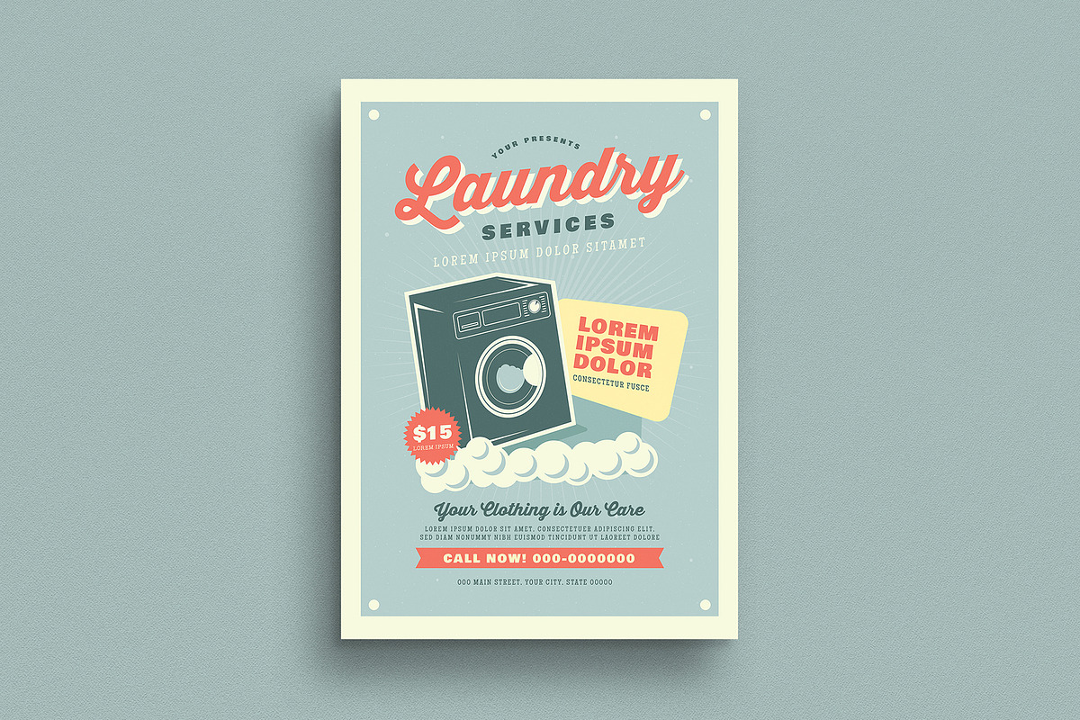 Retro Laundry Services Flyer, a Flyer Template by Guuver (Photo 1 of 3)