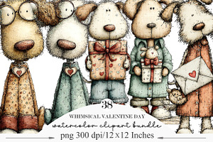Whimsical Valentine Day Clipart, an Illustration by Designking