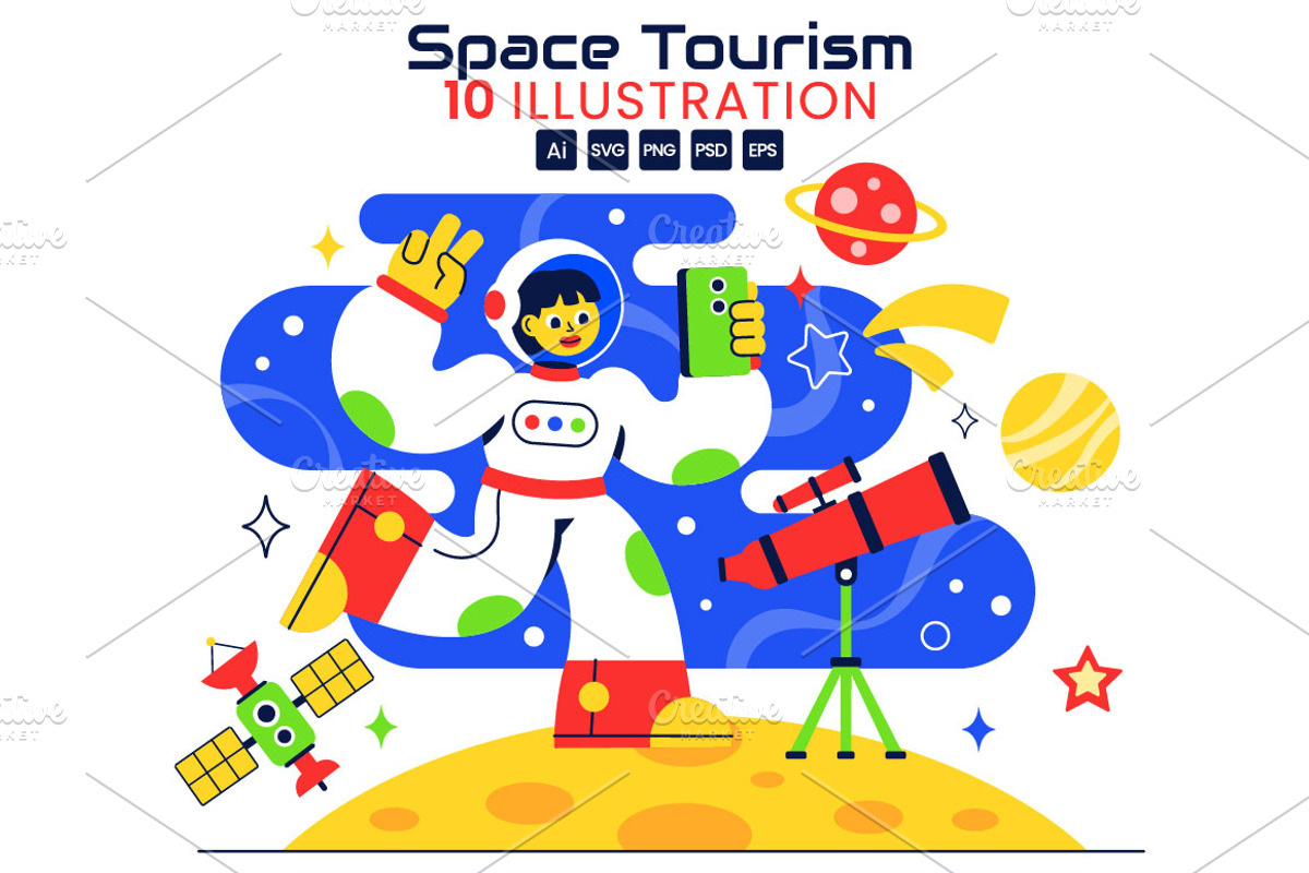 10 Space Tourism Illustration, a Person Illustration by denayunebgt (Photo 1 of 4)