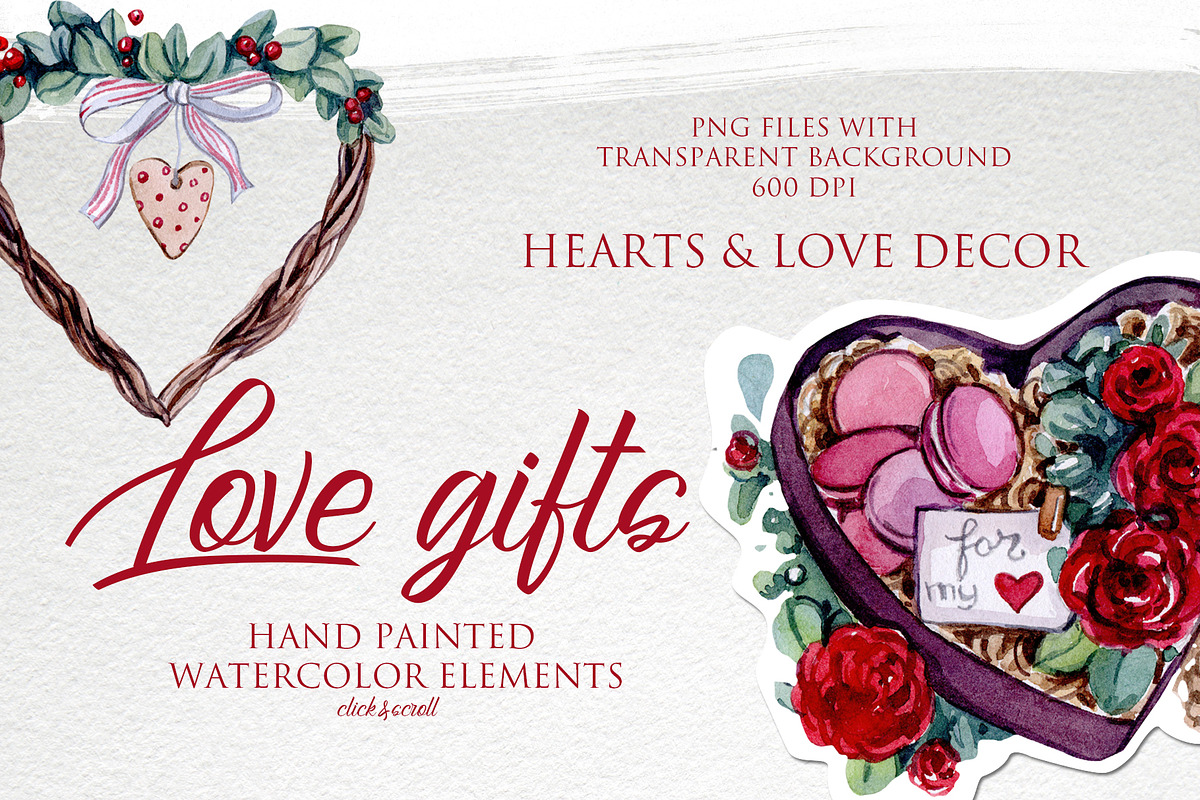 Watercolor Valentine Day Collection, a Food Illustration by S_ARTLOVE (Photo 4 of 10)