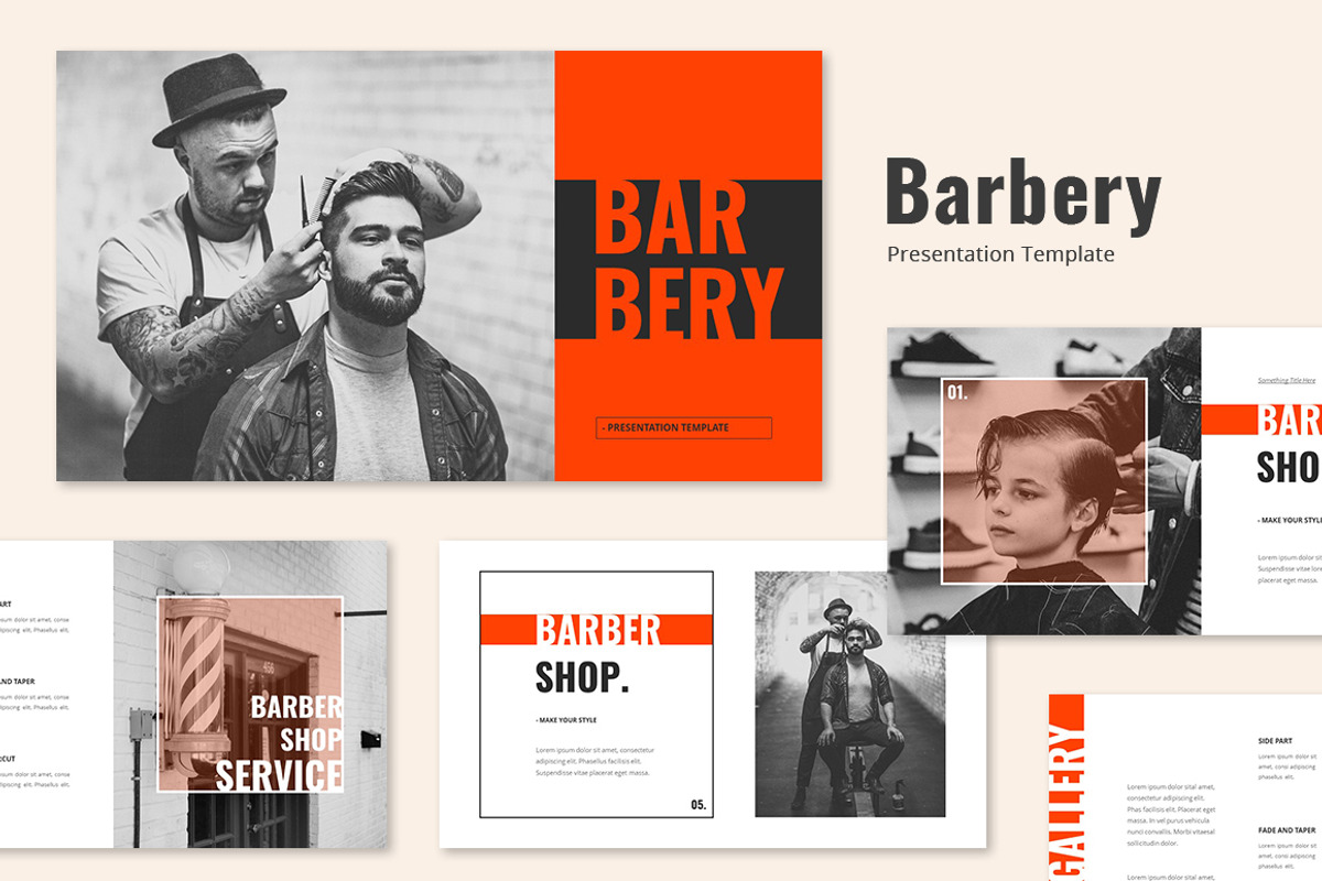 Barbery - Barbershop Powerpoint, a Presentation Template by Design Persona (Photo 1 of 5)