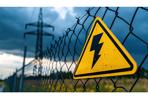 A high voltage warning sign attached, an Industrial Photo by Igor Tichonow
