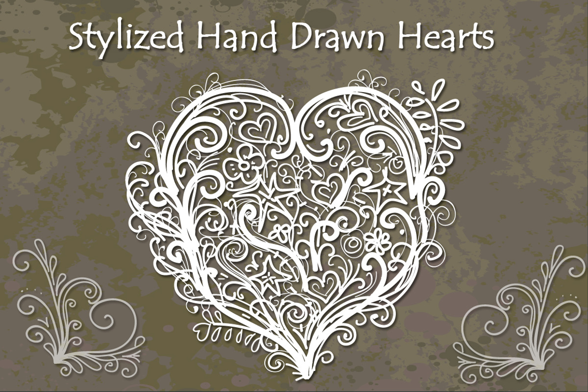 Stylized Hand Drawn Hearts