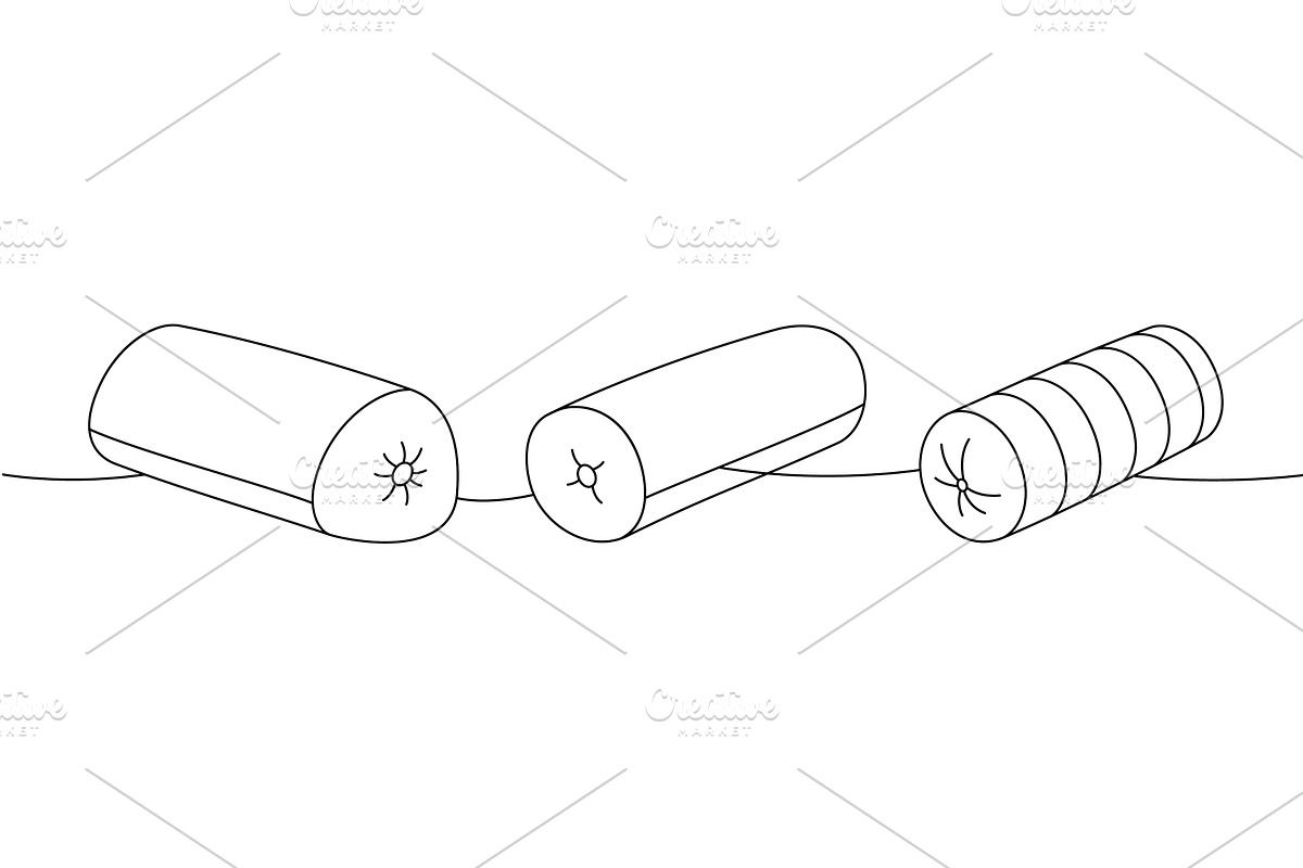 Set of pillows one line continuous, an Object Illustration by GraphiShop