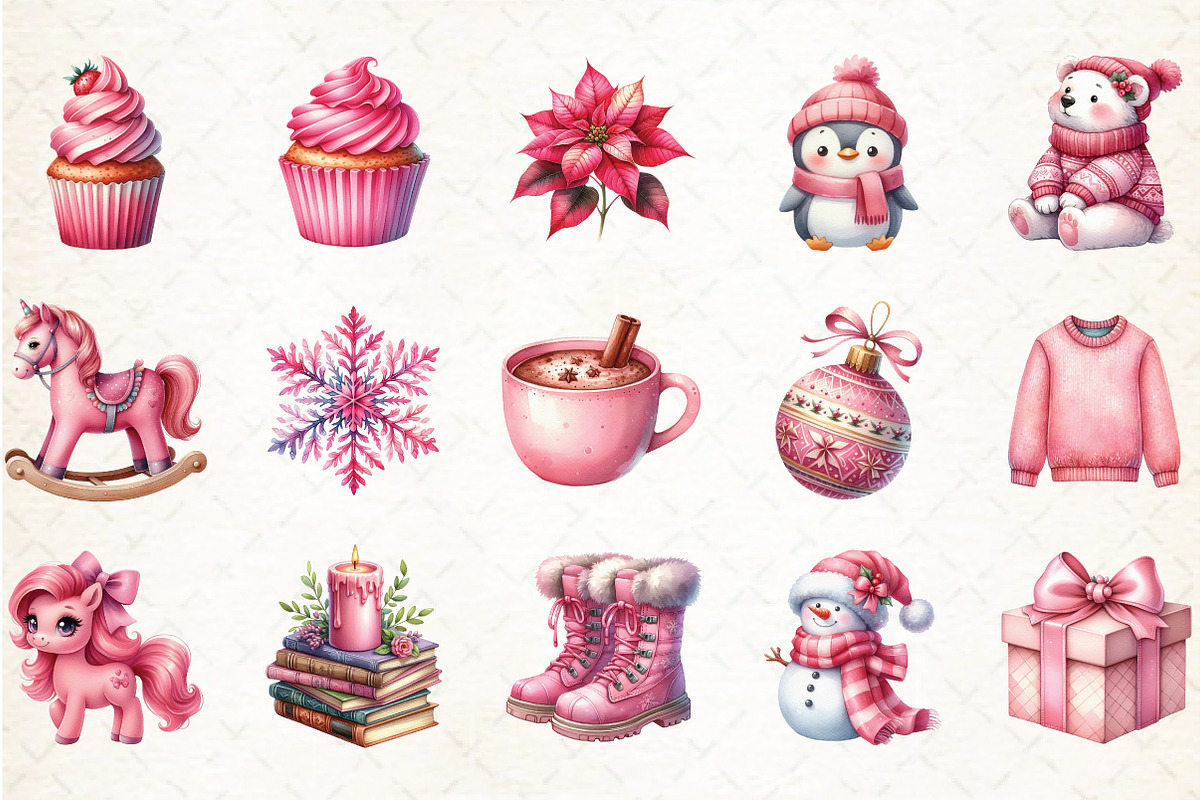 Pink Winter Clipart - 20 PNG, a Graphic by Libby Wishes (Photo 2 of 6)