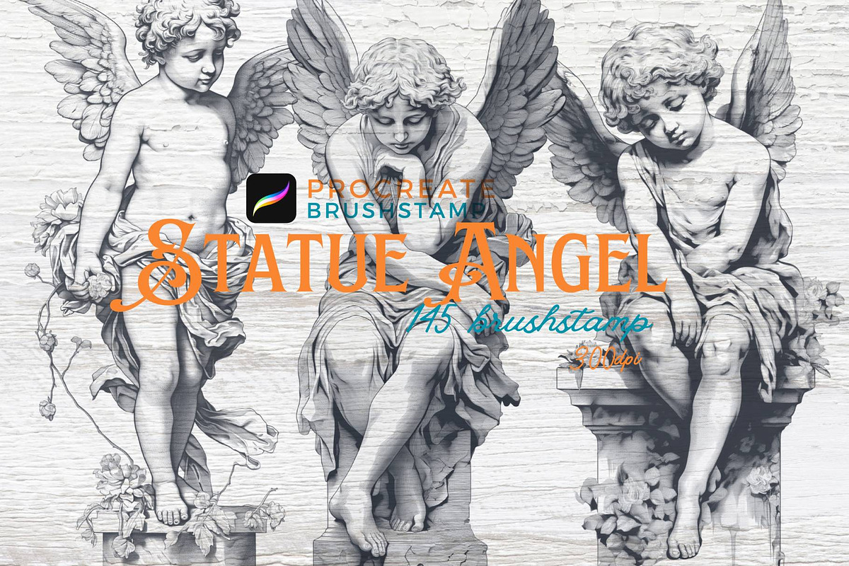 145 Angel Statues brushstamp, a Brush Add-On by TaKong Magics (Photo 7 of 7)