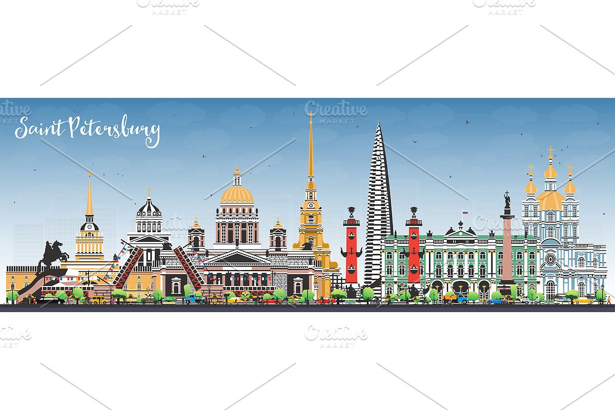 Saint Petersburg Russia city skyline, an Illustration by Booblgum (Photo 3 of 3)