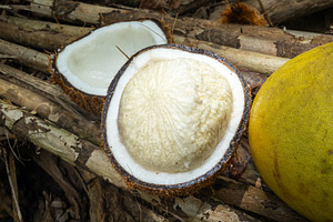 Fresh coconut and grapefruit in the Marquesas Islands, French Po, a Nature Photo by GoodGoods