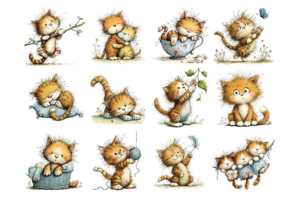Cute Kitten Watercolor Clipart PNG, an Animal Illustration by Nicolle's Colorful Art (Photo 3 of 5)
