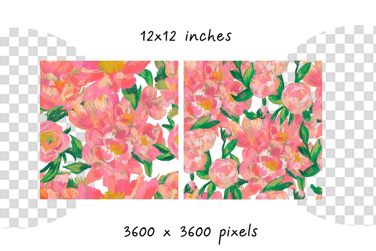 Peony Pattern Crayons  Seamless, a Pattern Graphic by Lucyinyourheart (Photo 3 of 10)