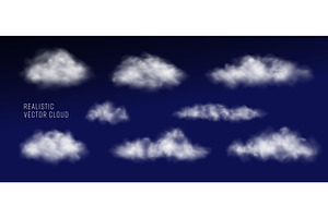 Set of Vector realistic cloud, smoke, a Texture Illustration by Marinstri