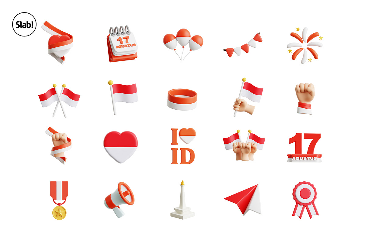 Indonesian Independence Day 3D Icon, an Object 3D Model by SLAB! Design (Photo 4 of 4)