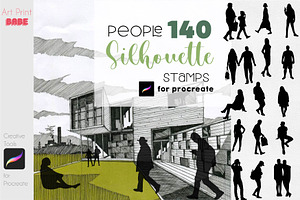 People Silhouette Stamps Guide Art